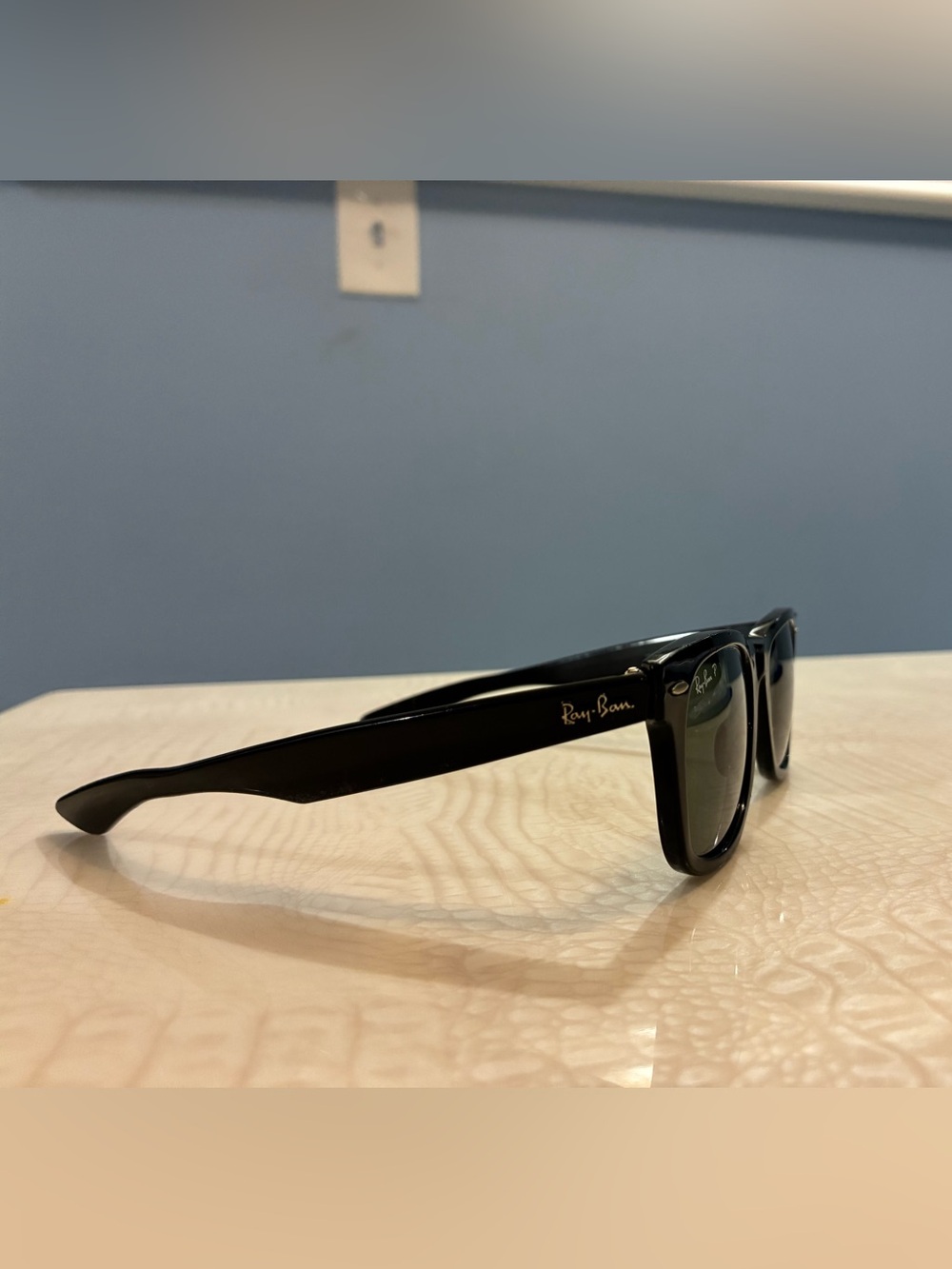 Ray-Ban Black Wayfarer-Style Sunglasses with Dark Lenses hand made in Italy